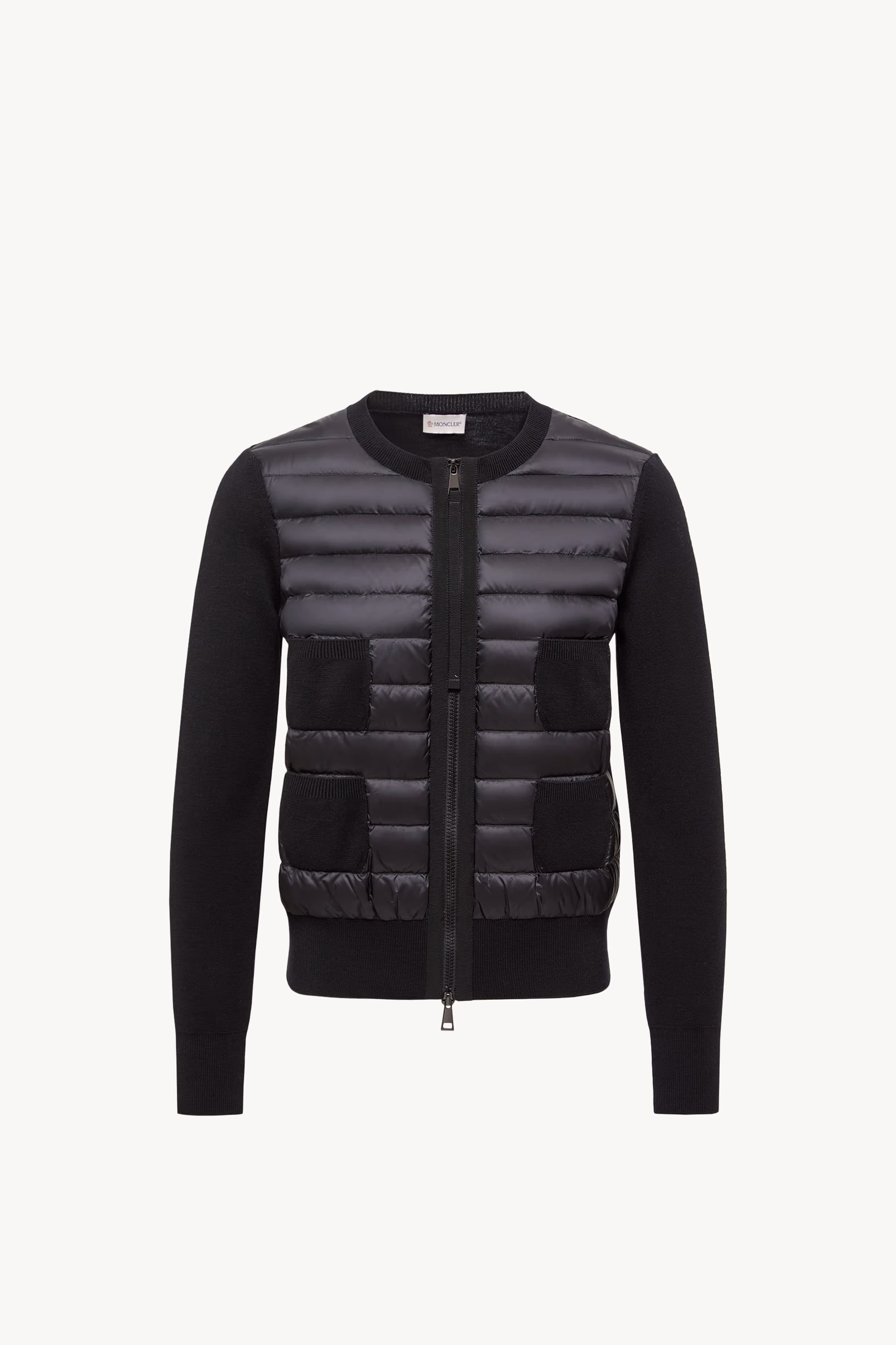 Cardigan zippé matelassé en laine Femmes Noir Moncler 2